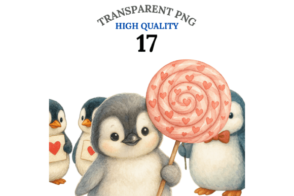 17 Penguin Valentines Day Clipart