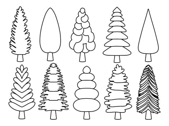Christmas Tree Sketch Line Art