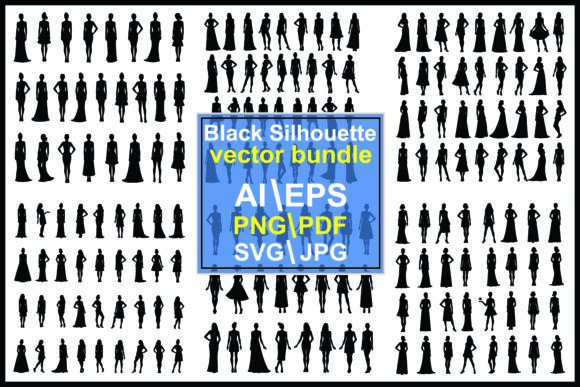 Collection of Fashion Woman Silhouettes