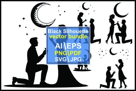 Couple Proposal Silhouettes with Moon
