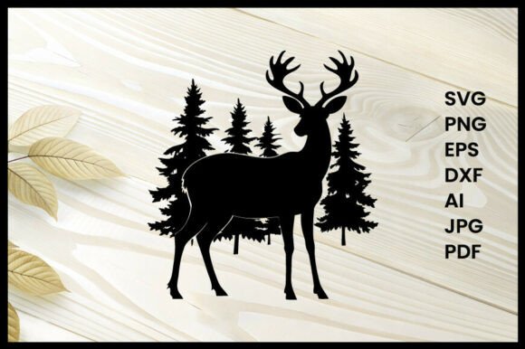 Deer in Dense Forest Illustration