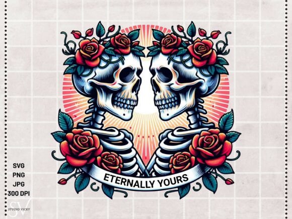 Eternally Yours PNG Skeleton Couple