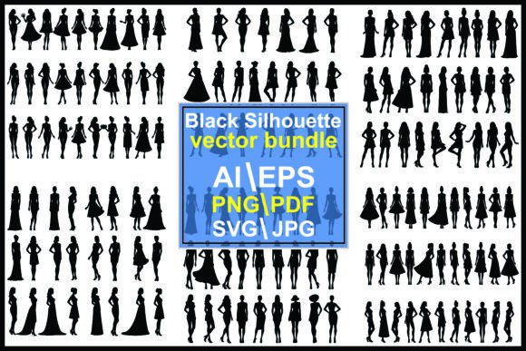 Fashion Girls, Black Silhouette, Digital