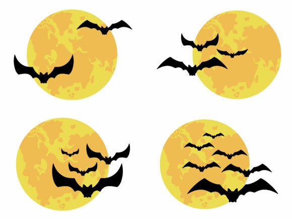 Halloween Night Bats Flying Illustration