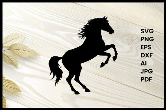 Horse Rearing on Illustration Silhouette