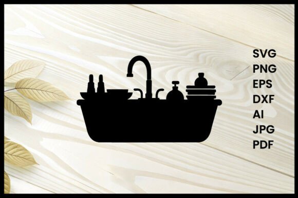 Kitchen Sink with Dishes Silhouette