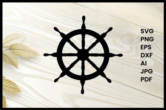 Ship Wheel on Illustration Silhouette