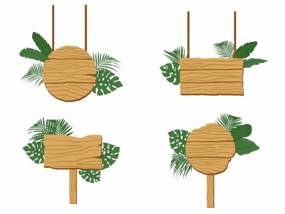 Signboard Frame Leaves Decoration