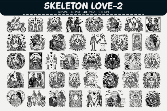 Skeleton Love Vector Clipart – 40 Design