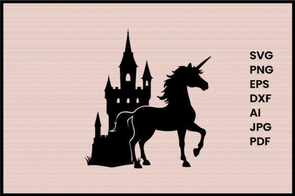 Unicorn and Castle Illustration