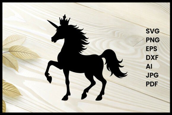 Unicorn Silhouette with Crown Silhouette
