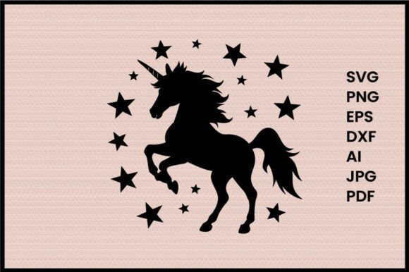Unicorn Surrounded by Stars Illustration