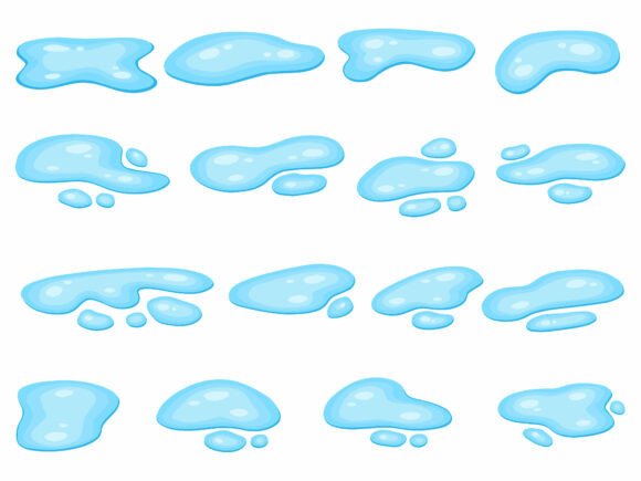 Water Puddle Blue Liquid Element