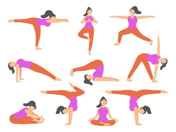 Woman Exercise Various Yoga Pose